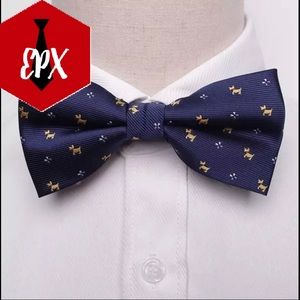 New Blue Bow tie with yellow dogs accents